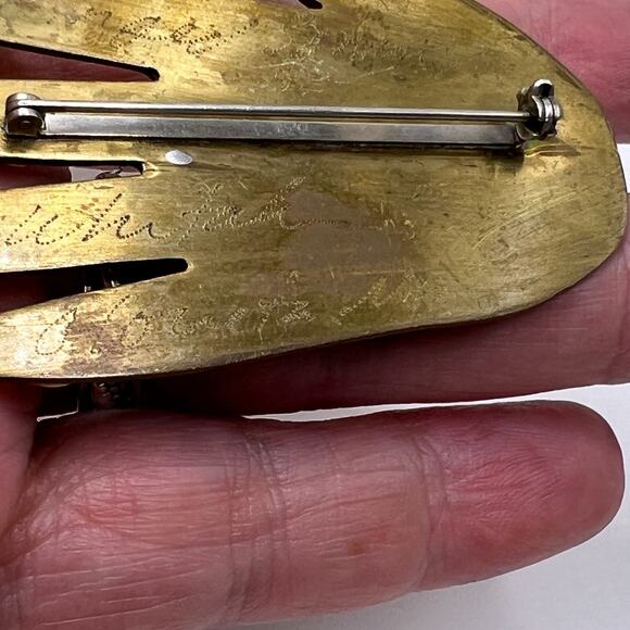 Whitaker Signed Winged Sphinx Hand Brooch New Mexico Unique - Picture 12 of 12